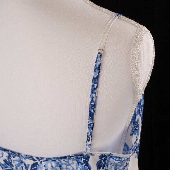 Cinq a Sept Chinoiserie Floral Satin Slip Dress, Blue and White, Size 6 - Picture 9 of 10
